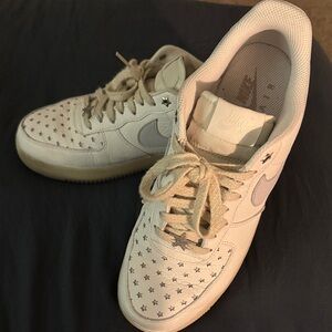 Nike Cream Star-Embellished Air Force one low tops